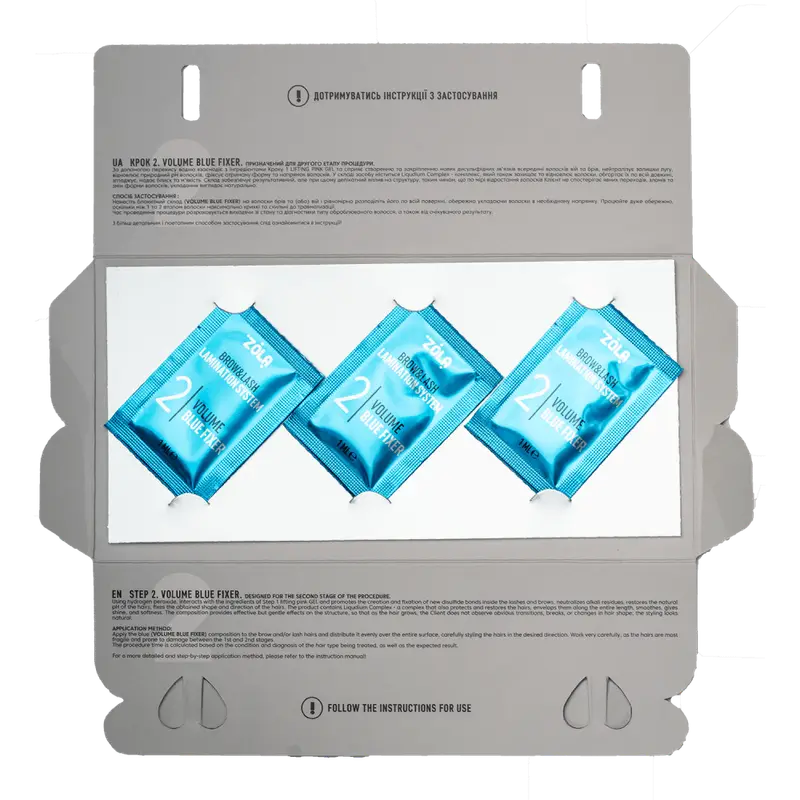 ZOLA – COLOR LAB 2 VOLUME BLUE FIXER | Solutie laminare sprancene&gene (3plicuri x 1ml)