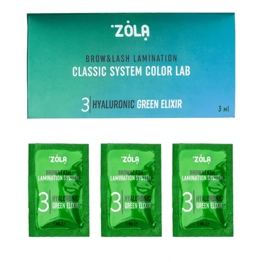 ZOLA ā COLOR LAB 3 HYALURONIC GREEN ELIXIR | Solutie laminare sprancene&gene (3plicuri x 1ml)