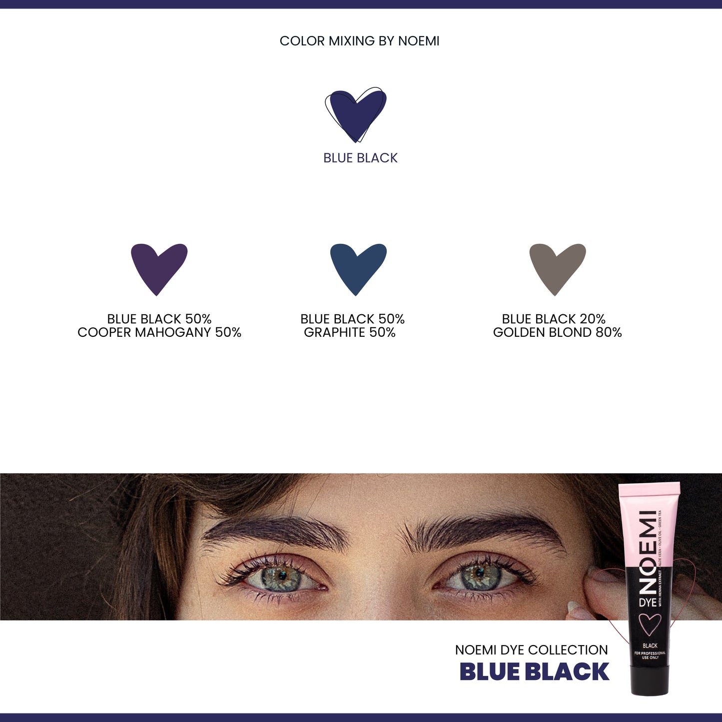 NOEMI Vopsea sprancene & gene Blue Black Noemi, 15 ml