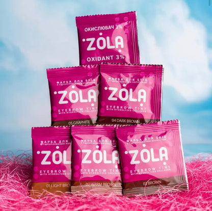 ZOLA Set plicuri vopsea sprancene (5 vopsele x 5ml si 5buc oxidant 3% x 5ml)