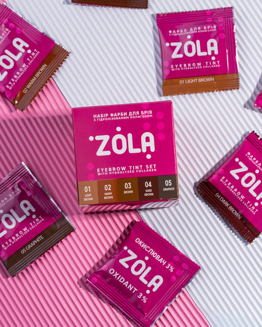 ZOLA Set plicuri vopsea sprancene (5 vopsele x 5ml si 5buc oxidant 3% x 5ml)