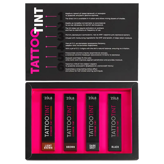 ZOLA TATTOO TINT - Set 4 Vopsele sprancene