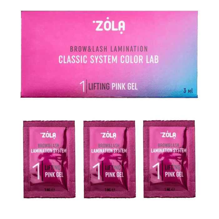 ZOLA – COLOR LAB 1 LIFTING PINK GEL | Solutie laminare sprancene&gene (3plicuri x 1ml)