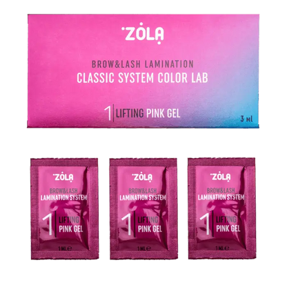 ZOLA – COLOR LAB 1 LIFTING PINK GEL | Solutie laminare sprancene&gene (3plicuri x 1ml)