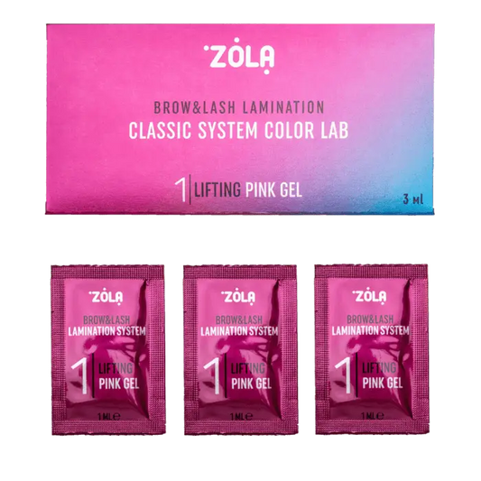 ZOLA – COLOR LAB 1 LIFTING PINK GEL | Solutie laminare sprancene&gene (3plicuri x 1ml)