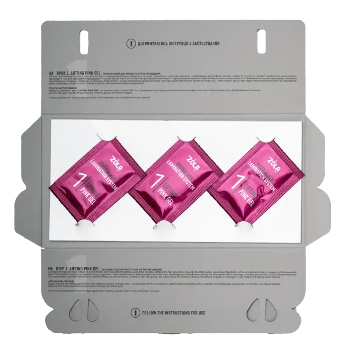 ZOLA – COLOR LAB 1 LIFTING PINK GEL | Solutie laminare sprancene&gene (3plicuri x 1ml)