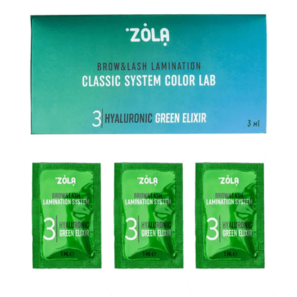 ZOLA – COLOR LAB 3 HYALURONIC GREEN ELIXIR | Solutie laminare sprancene&gene (3plicuri x 1ml)