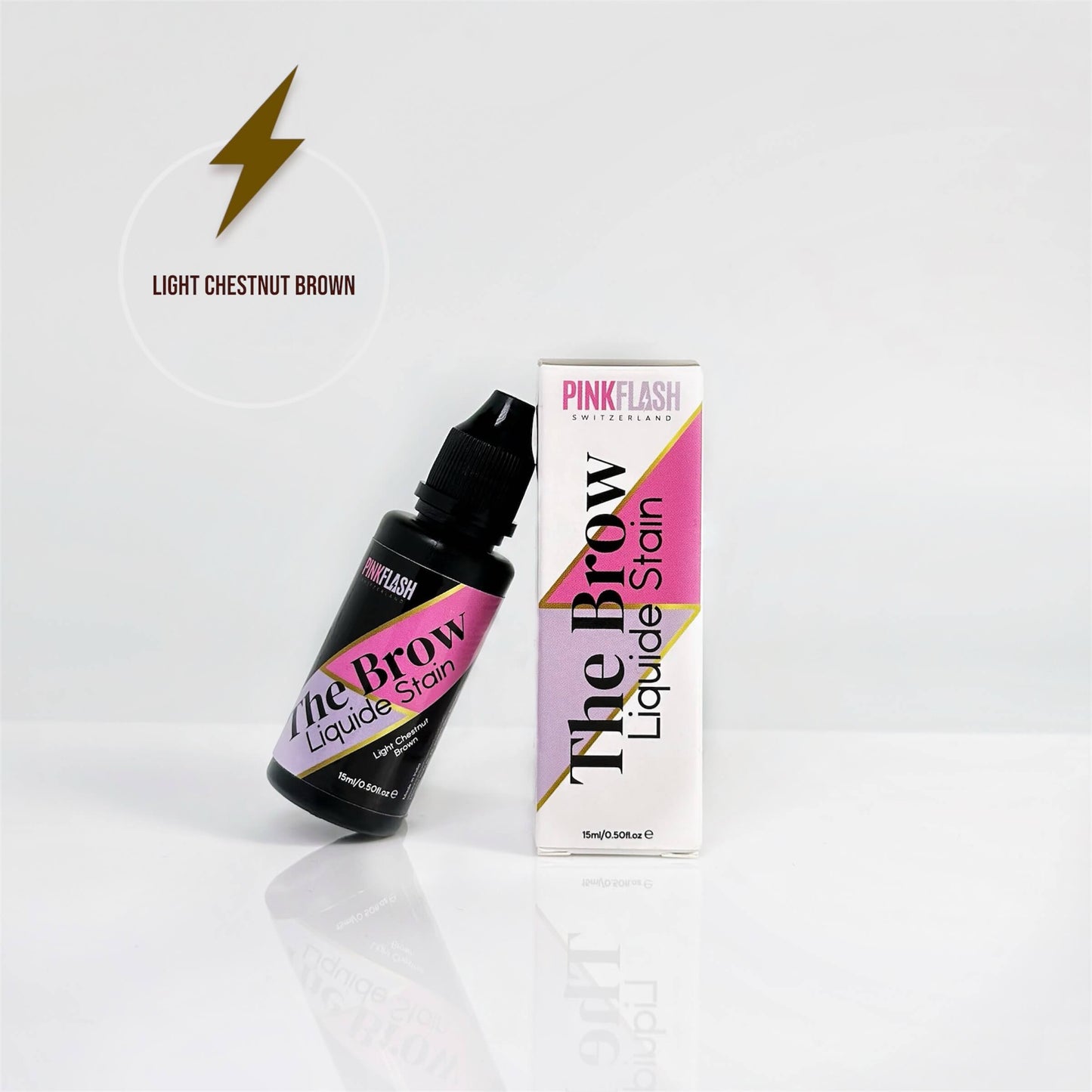 PINK FLASH – THE BROW | Vopsea pentru sprâncene LIGHT CHESTNUT BROWN 10ml