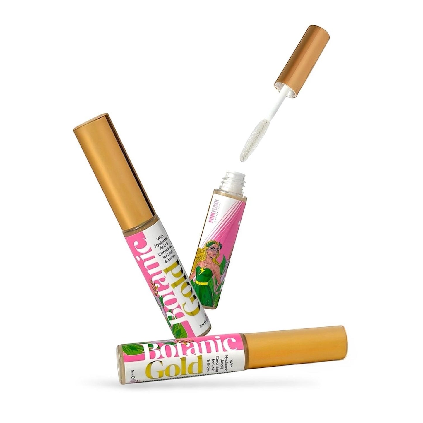 PINK FLASH – BOTANIC GOLD | Ser tratament hidratare gene și sprâncene, 5ml