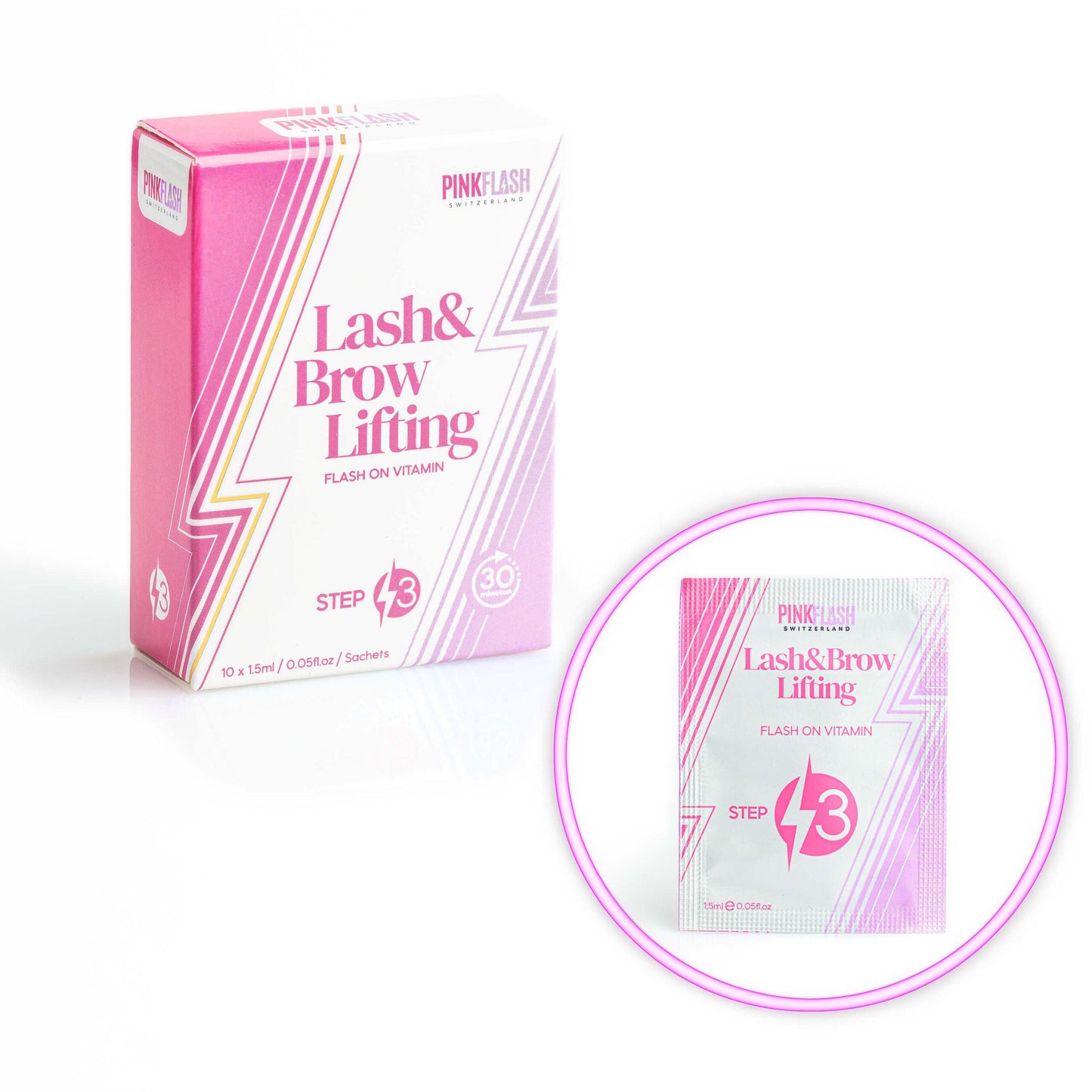 PINK FLASH – FLASH ON VITAMIN STEP 3 | Laminare gene & sprâncene, 10 x 1.5ml